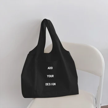Aangepaste schoudertassen Vrouwen Tote Tas met Logo Design Wit Shopping Bag Fashion Vrouwen Reizen Canvas Tassen Schouder Tassen