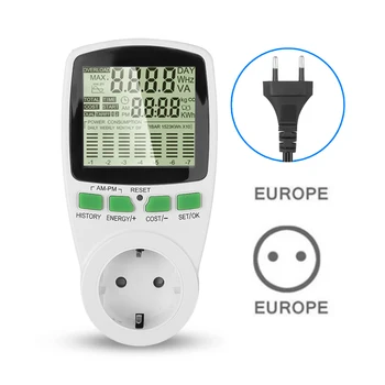 Ac Eu-Digitale Lcd Power Meter Wattmeter Socket Wattage Kwh Energie Meter Us Eu Meten Outlet Power Analyzer