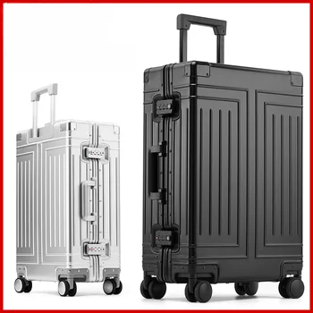 Alle aluminium-magnesium legering Reis Koffer Op Wielen TSA slot groot formaat wielen reis koffer mens rolling bagage geval