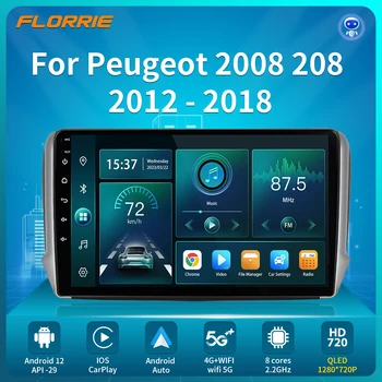 Android 12 Auto-Radio Video Voor Peugeot 2008 208 Serie 2012-2018 Multimedia Stereo-Speler Navigatie GPS Geen DVD WIFI 4G Carplay