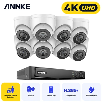 ANNKE 4K Ultra HD POE Video Surveillance Systeem 8CH NVR Recorder Met 8 mp camera Beveiliging Camera ' s CCTV Kit Audio-Opname 4K Ip-camera