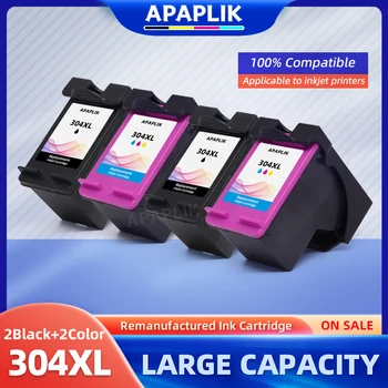 APAPLIK 304XL 4Pack Remanufactured Inkt Cartridges 304 XL Voor HP Deskjet 2620 3700 3720 3752 5000 5010 5030 Afgunst 2620 2630 2632