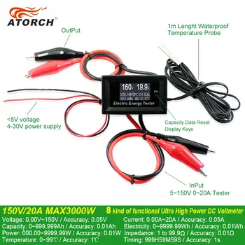 ATORCH 150V DC 20A Huidige Meters digitale voltmeter ampèremeter spanning amperimetro watt metercapacity tester indicator lcd-monitor