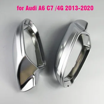 Auto Mirror Cover Voor Audi A6 C7 S6 RS6 2013+ Mat Chroom Zilver Achteruitkijkspiegel Cover beschermkap Auto Styling