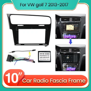 Auto Radio Fascia Frame Voor Volkswagen VW Golf 7 2013 heeft een looptijd tot 2014-2017 Optionele Kabel KAN Dash Montage Paneel Kit Voor 10inch Host Eenheid