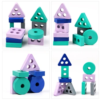 Baby Houten Blokken Kinderen Vorm Puzzel In Een Vroeg Stadium Leren Kleuren Kind Educatief Speelgoed Montessori Onderwijs Houten Speelgoed