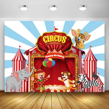 Baby Jongen Circus Achtergrond Partij Carnaval Birthday Party Decor Muur Banner Photocall Foto Op De Achtergrond Vinyl Aangepaste Naam Product