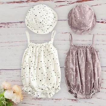 Baby Katoenen Kinderkleding Meisjes Voor Pasgeboren Baby 2020 Zomer Baby Outfit Met Het Bijpassende Cap Is Ingesteld Mouwloze Roupa Menina Infantil