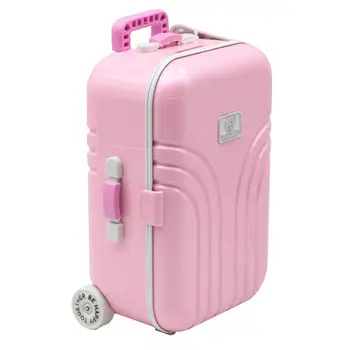 Baby Koffer Speelgoed Pop trolley Mini Rollen Bagage Box Pop-Accessoires Roze Schattige Afgedrukt Carring Reis Koffer voor Meisje