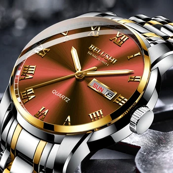 BELUSHI men ' s Fashion Business Quartz Horloges van Roestvrij Staal Waterdichte Analoge Horloge Mannen Kalender Klok 2022 Nieuwe Horloges