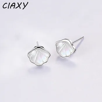 CIAXY Zilveren Kleur Geometrische Witte Parel Oorbel voor Vrouwen Eenvoudige Studs Oorbellen koreaanse Mode-Sieraden