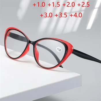 De Lente Benen Cat Eye Vooruitziende Brillen Vrouwen Zwart Rood Frame Presbyopic Bril Vrouw +100 +150 +200 +250 +300 +350 +400
