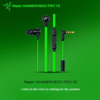 De Razer HAMMERHEAD PRO V2 Hoofdtelefoon 3,5 mm Bekabelde Draagbare Stereo Muziek-Bass In-Ear-Sport-Oortelefoon met Microfoon voor Handsfree Bellen Telefoon