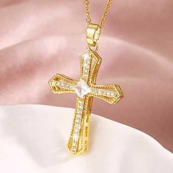 Delicate Cross Ketting voor Vrouwen Mode Zegen Katholieke Hanger Glanzend Kruis Geloof Christelijke Religieuze Gave Ketting Sieraden