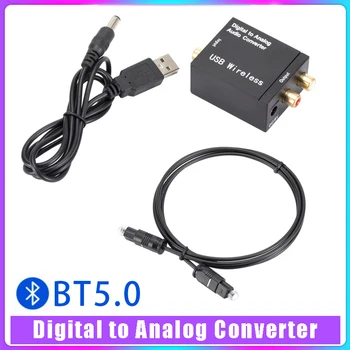 Digitaal naar Analoog Audio Converter ondersteunt Bluetooth 5.0 Optische Toslink Fiber Coax Signaal-naar-RCA R/L Audio Decoder SPDIF DAC