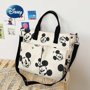 Disney Mickey ' s Nieuwe Canvas Handtas Cartoon Leuke Student schoudertas een Grote capaciteit Luxe Merk voor Vrouwen Schuine Schouder Tas