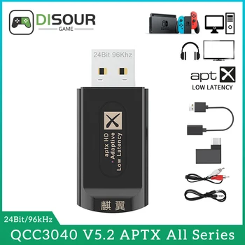 DISOUR MVO-BT 5.2 Audio Zender 24Bit AptX LL HD Multi-punt 1 en 2 lage latency-Adapter Met HD-Microfoon Voor de TV PC PS4 PS5 XBox
