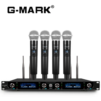 Draadloze Microfoon G-MARK G440 Karaoke Systeem 4 Kanalen UHF Handheld Microfoon Vaste Frequentie Voor de Kerk Party Show Vergadering Podium