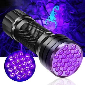 Draagbare 21 LED UV Ultraviolet Zaklamp Blacklight 395NM Mini Zaklamp Flash Lamp Voor Huisdier Urine Vlekken Zwart Licht van Zaklampen