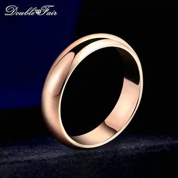 Dubbele Reële Eenvoudige Ronde Paar Ringen Voor Mannen, Vrouwen Metal Rose Goud Kleur Bruiloft Belofte Datum Vinger Ring Sieraden DFR049