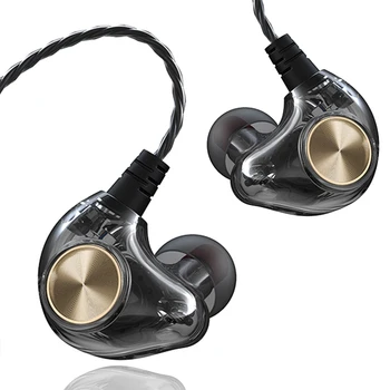 Een bedrade Hoofdtelefoon met Microfoon In Ear Monitor Oordopjes Metalen Bass Stereo Oortelefoon Dual Drive Sport Noise Cancelling Headset