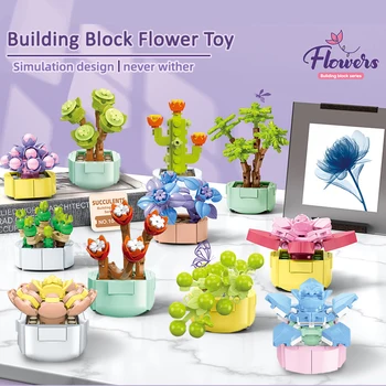 Flower Bouquet bouwsteen Bakstenen DIY Bloemen Speelgoed Valentijnsdag Cadeau voor Meisjes volwassenen Kid Simulatie Desktop Decoraties