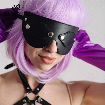 Fullyoung Vrouwen Sexy PU Lederen oogmasker Exotische Vrouw Cosplay Leer BDSM Bondage Maskers Halloween Party Punk SM Spel voor Volwassenen