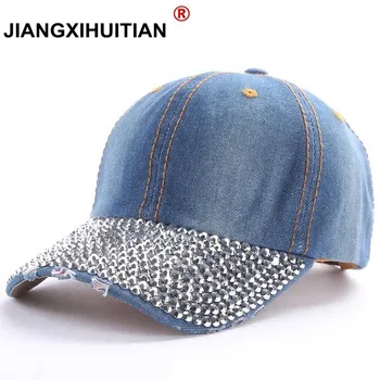 GD luxe Baseball Caps 2017 Nieuwe stijl Zuiver mannen en vrouwen, zon hoed strass hoeden denim en katoen snapback cap hip-hop hoed