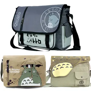 Ghibli Cartoon Casual Grote Capaciteit Totoro Mannen Messenger Bag Canvas Crossbody Schoudertassen Anime Tassen Andbags Vrouwelijke Trend