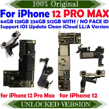 Gratis Verzending CleaniCloud Volledige Originele Moederbord voor iPhone 12 / 12 Pro MAX Moederbord met Face ID hoofdprintplaat