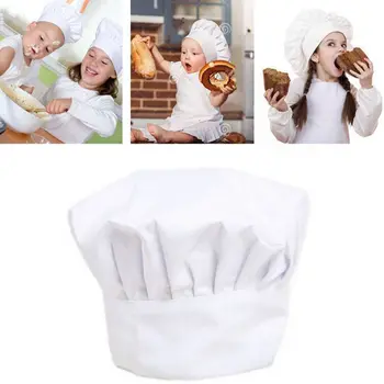 Hete Verkoop 1Pcs Leuke Paddenstoel Ontwerp Kind Chef Hoed Wit van Katoen Polyester Hoeden Voor Baby chef-Koks Bakkers Kleding Accessoires Nieuw