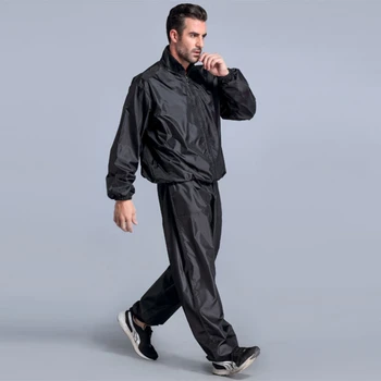 Hoge Kwaliteit Zweten geschikt voor Workouts Sauna Suit Mannen PVC Sport Tops+Broek Set Zweet Snel Gewicht te Verliezen Fitness Running, Joggen