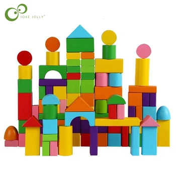 Houten Speelgoed voor Kinderen Houten Blokken Set met Opslag Tas Gemonteerd bouwstenen Begin van Educatief Speelgoed voor Kinderen