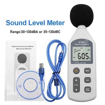 HY1361 geluidsniveaumeter 30-130 db Decibel meter Volume meting USB data opslag