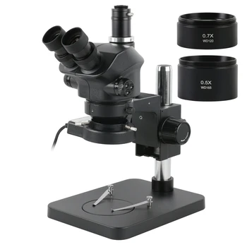 Industrieel Lab Simul Focal Vergroting Continue Zoom 7X 50 X Stereo Microscoop Trinoculaire Microscoop Voor Telefoon PCB Solderen