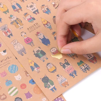 Japanse Kraft Papier Schattige Kat Sticker Dagboek Versieren Scrapbooking Briefpapier Stickers Levert