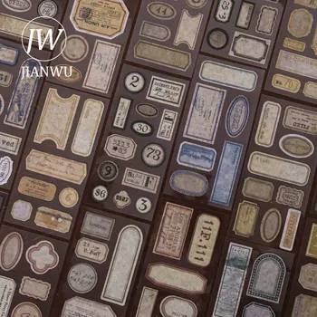 JIANWU 20Sheets Vintage Tearable Label Tijdschrift Sticker Boek DIY Scrapbooking Decoratie Materiaal Retro Washi Stickers Briefpapier
