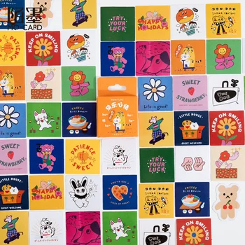 JIANWU 46 Stuks Cartoon Kleurrijke Kawaii Boxed Stickers Creatieve Scrapbooking Leuke Tijdschrift Decoratieve Stickers Kantoorbenodigdheden