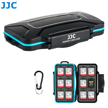 JJC 24-Slot CF Card Case met Karabijnhaak SD-Kaart Houder Waterdichte Hard Shell Case voor 12 SD SDHC SDXC + 12 CFexpress Typ Een Kaart