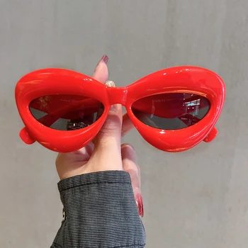 KAMMPT Nieuw in Cat Eye Zonnebril Vrouwen Mode Dikke Opgeblazen Frame Tinten Trendy Populaire Merk Ontwerp Schattige UV400 zonnebril