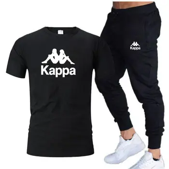 Kappa Fitness trainingspak Sportkleding Bedrukt met Korte mouwen T-shirt+broek voor heren en Vrouwen Sport heren Zomer Katoen Stijl