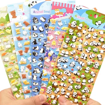 Kawaii Cartoon Gezwollen 3D Kinderen Stickers Mini Dieren Stickers voor doe-het-Scrapbooking-Dagboek Album Decoratie Kinderen Geschenken