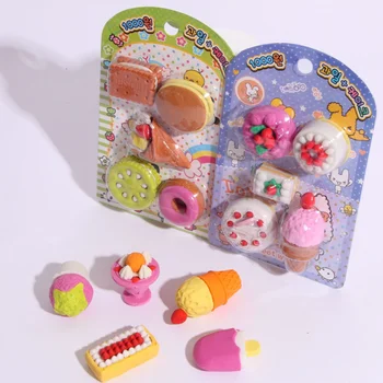 Kawaii Creatieve Food Cake Gum Kerst Kinderen Cadeau Ijs Hamburger Lolly Afneembare Rubber Gum Briefpapier