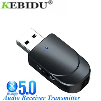 KEBIDU 3-IN-1 Bluetooth 5.0 Audio-Ontvanger Zender Mini 3,5 mm AUX Stereo Bluetooth Zender Voor TV-PC-Draadloos-Adapter