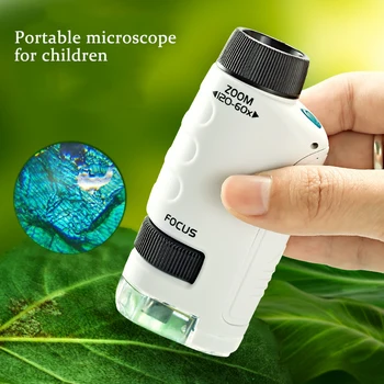 Kid Science Experiment Pocket Microscoop Toy Kit 60-120 x Educatieve Mini Handheld Microscoop met Licht Kinderen Speelgoed Cadeau