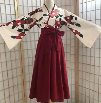 Kimono, Haori Yukata Aziatische Kleding Sakura Meisje Japanse Stijl Bloemen Print Jurk Vintage Vrouw Oosterse Camellia Liefde Kostuum