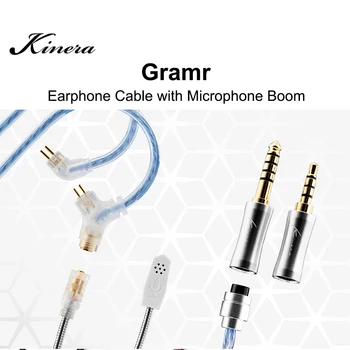 Kinera Gramr Oortelefoon Upgrade Kabel met Microfoon Boom met 2,5+4.4 mm-Afneembare Plug