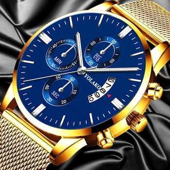 Klassieke Business Mannen Kijken Fashion Luxe Horloges Roestvrij Stalen Mesh Band Agenda Datum Quartz Polshorloge relogio masculino