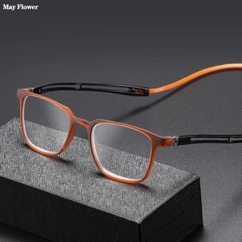 Kunnen Bloem Verstelbare Ophanging Nek Leesbril Vouwen Van Vierkante Magneet Presbyopie Brillen Vrouwen Dioptrie-Reader Brillen Mannen