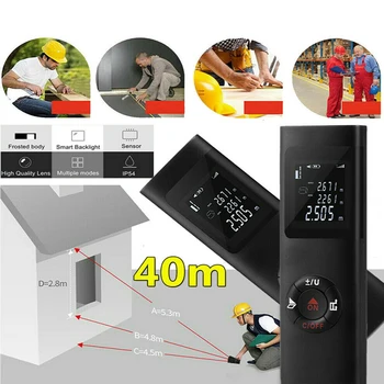 laser afstand meter 40M Slimme Digitale Bereik Draagbare USB Opladen Meetzoeker Mini Handheld Afstand Meten Meter